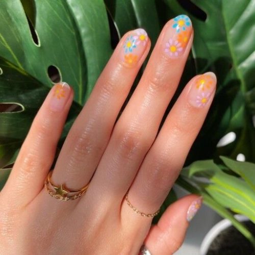 Нейл-покриття на короткі нігті - квіти, приклади з фото