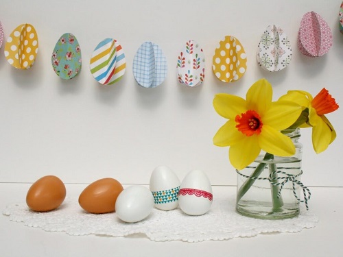 ідеї з фото гірлянди і поробок у вигляді пасхальних яєць на Великдень